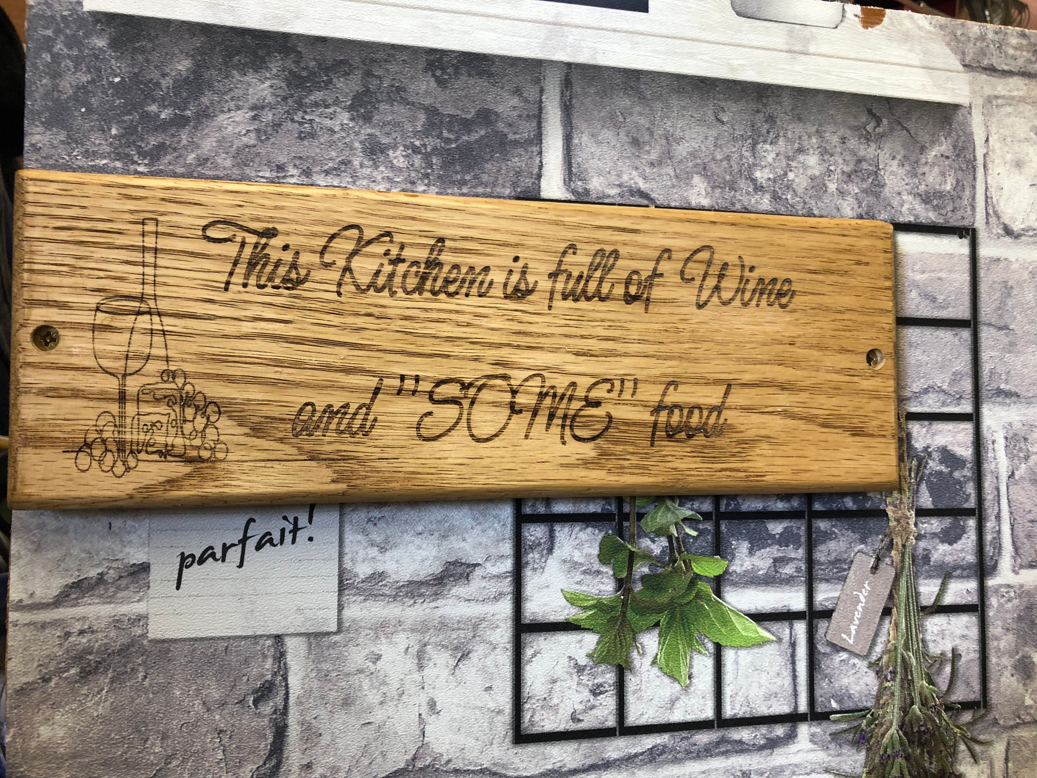 wooden kitchen sign