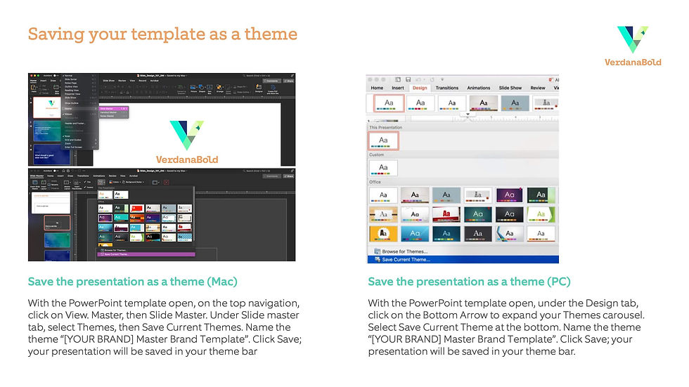 Saving your branded template as a theme