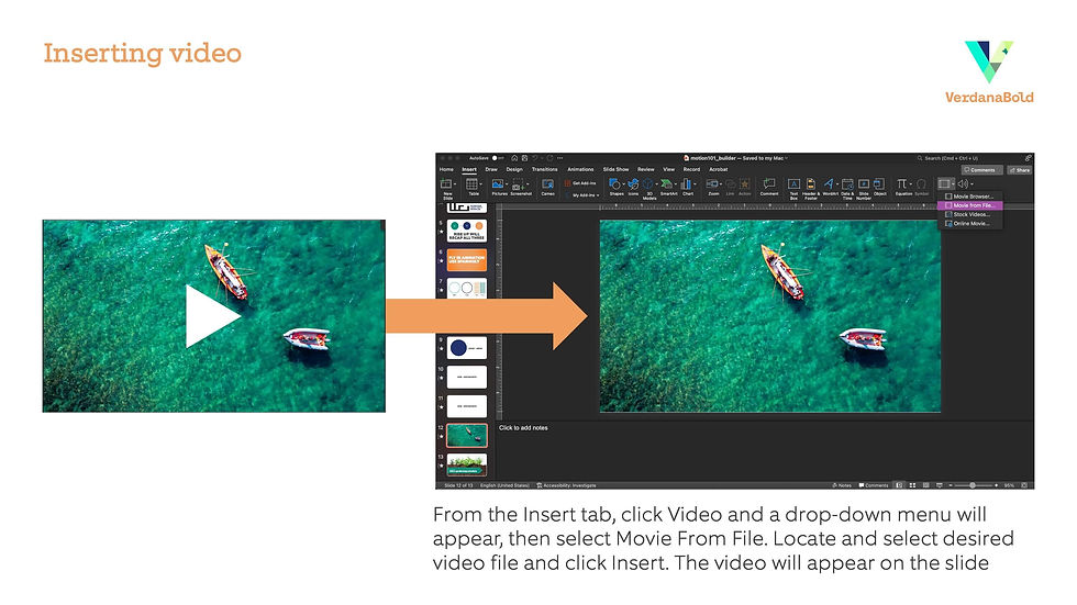 Inserting videos in your template