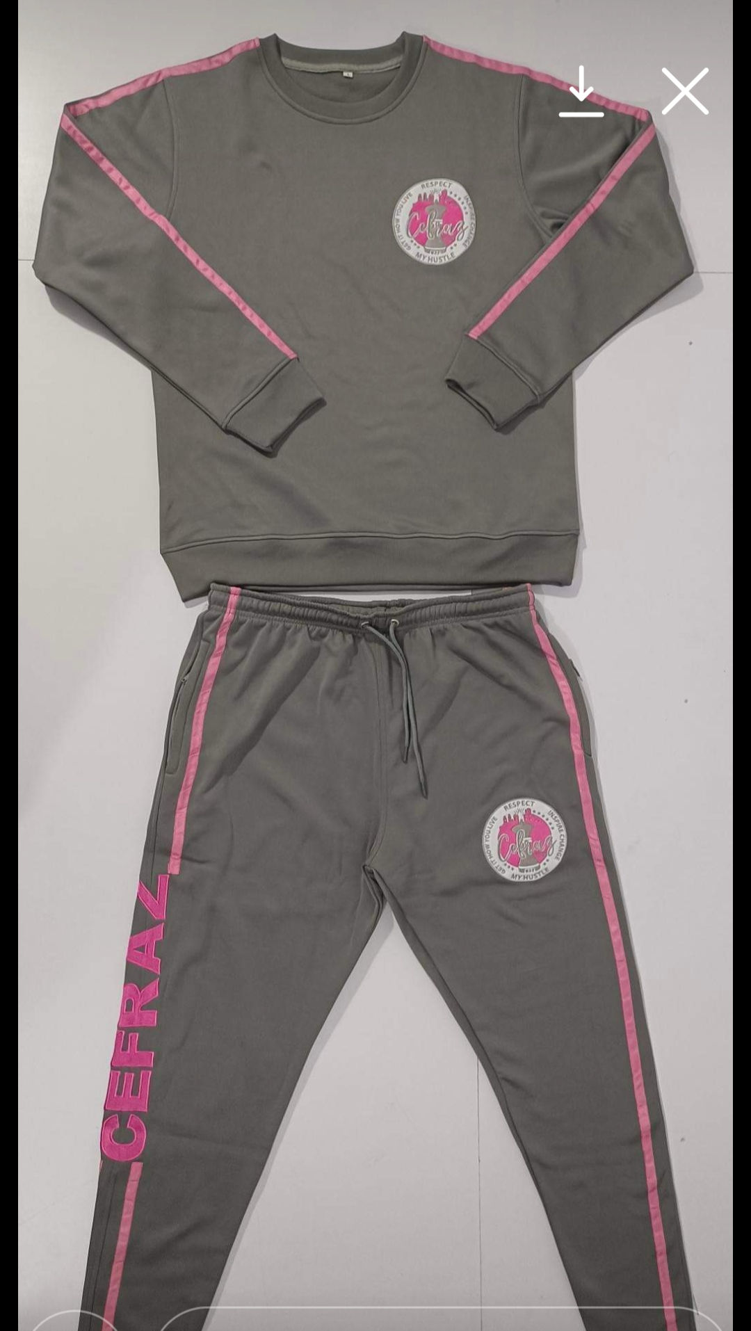 Pink and Gry Ladies Sweatsuit