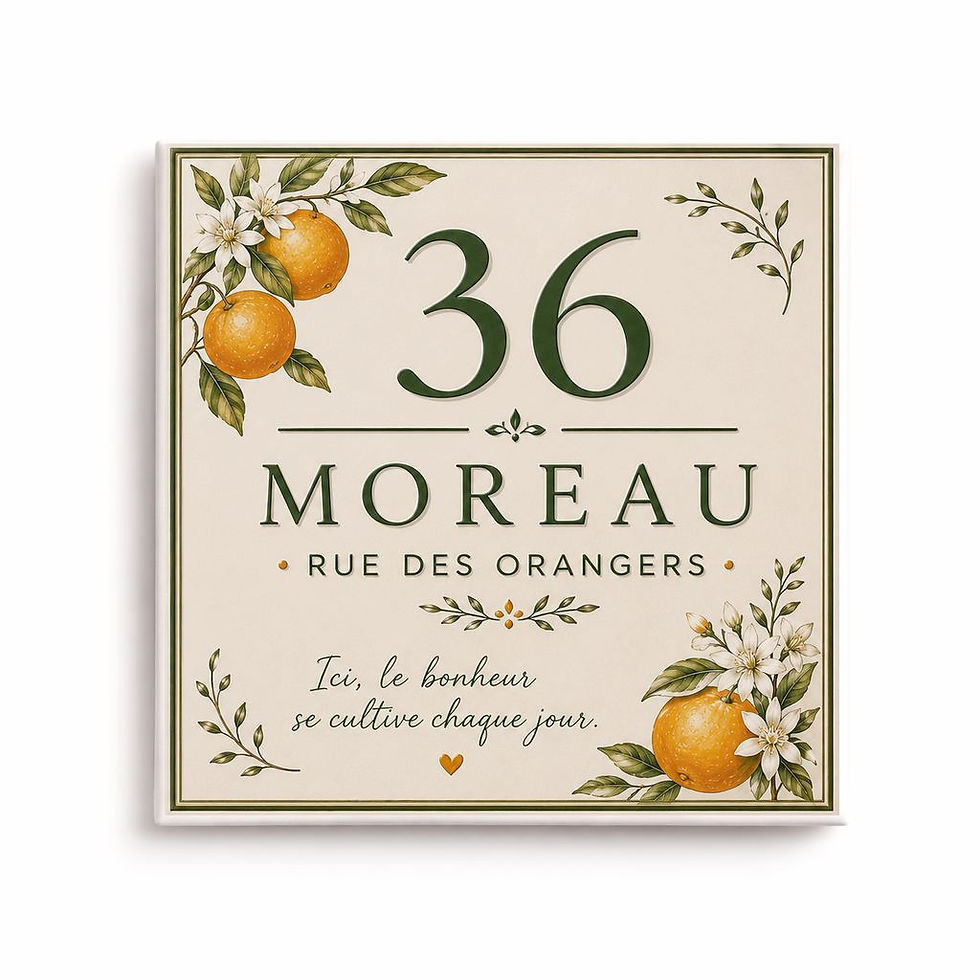 Plaque de maison personnalisée – Numéro, nom ou votre texte – citron élégant