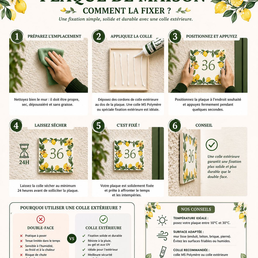 Numéro de maison personnalisé sur céramique – Style Citron