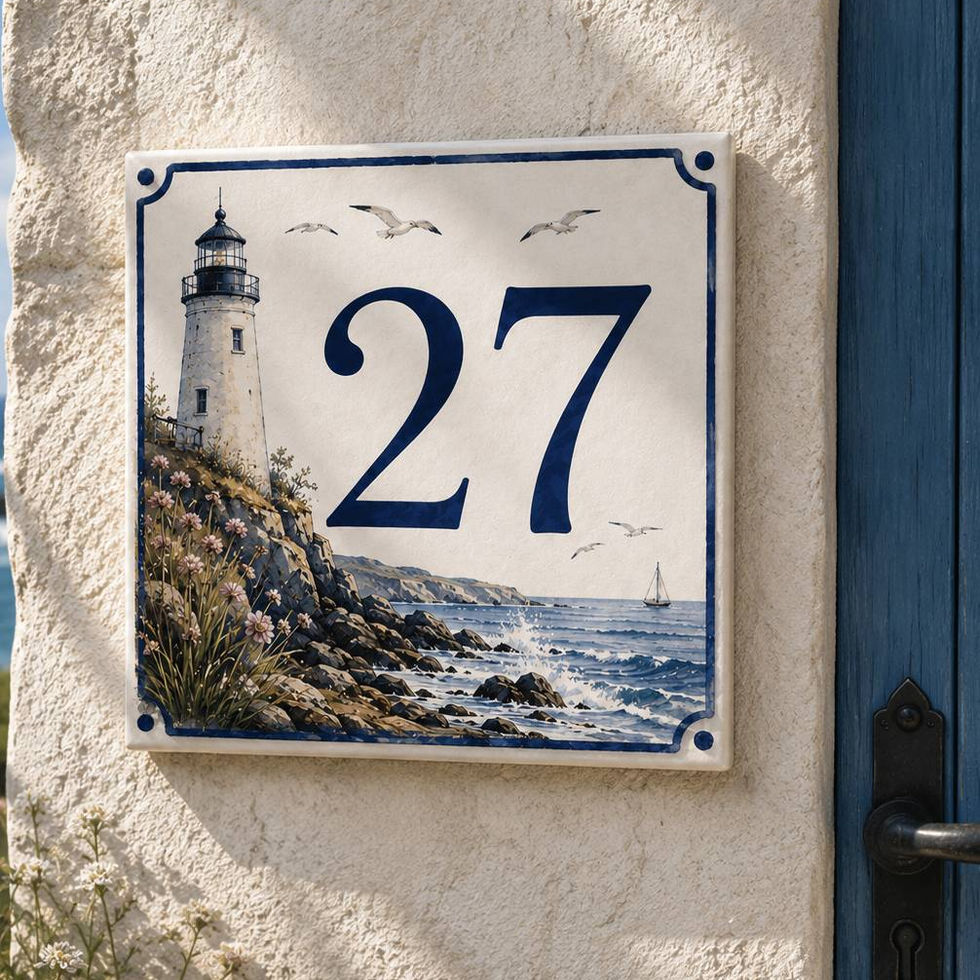 Numéro de maison décoratif personnalisé sur céramique – Phare
