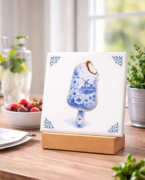 carreau decoratif glace style bleu delft batonnet glace ceramique decoration murale