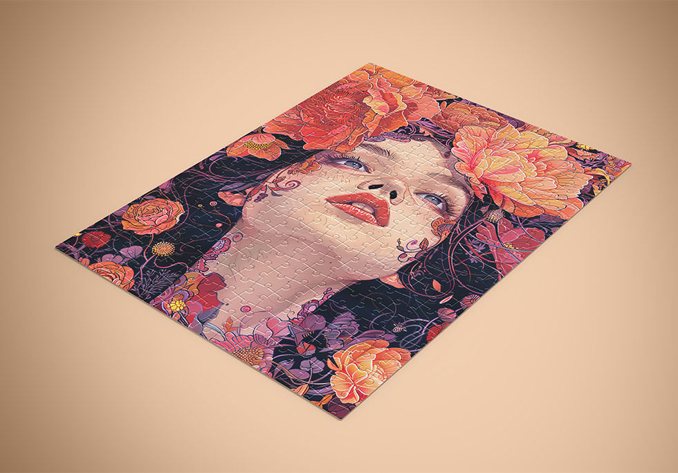 Puzzle 500 ou 1000 pièces femme et fleurs