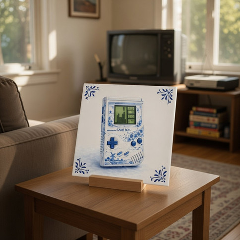 Carreau décoratif console portable rétro style bleu Delft en céramique 11x11 et 20x20 cm