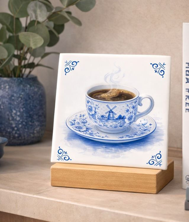 carreau decoratif cafe style bleu delft tasse cafe ceramique decoration murale
