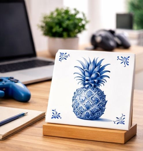 carreau-decoratif-ananas-style-bleu-delft-ceramique-decoration-murale