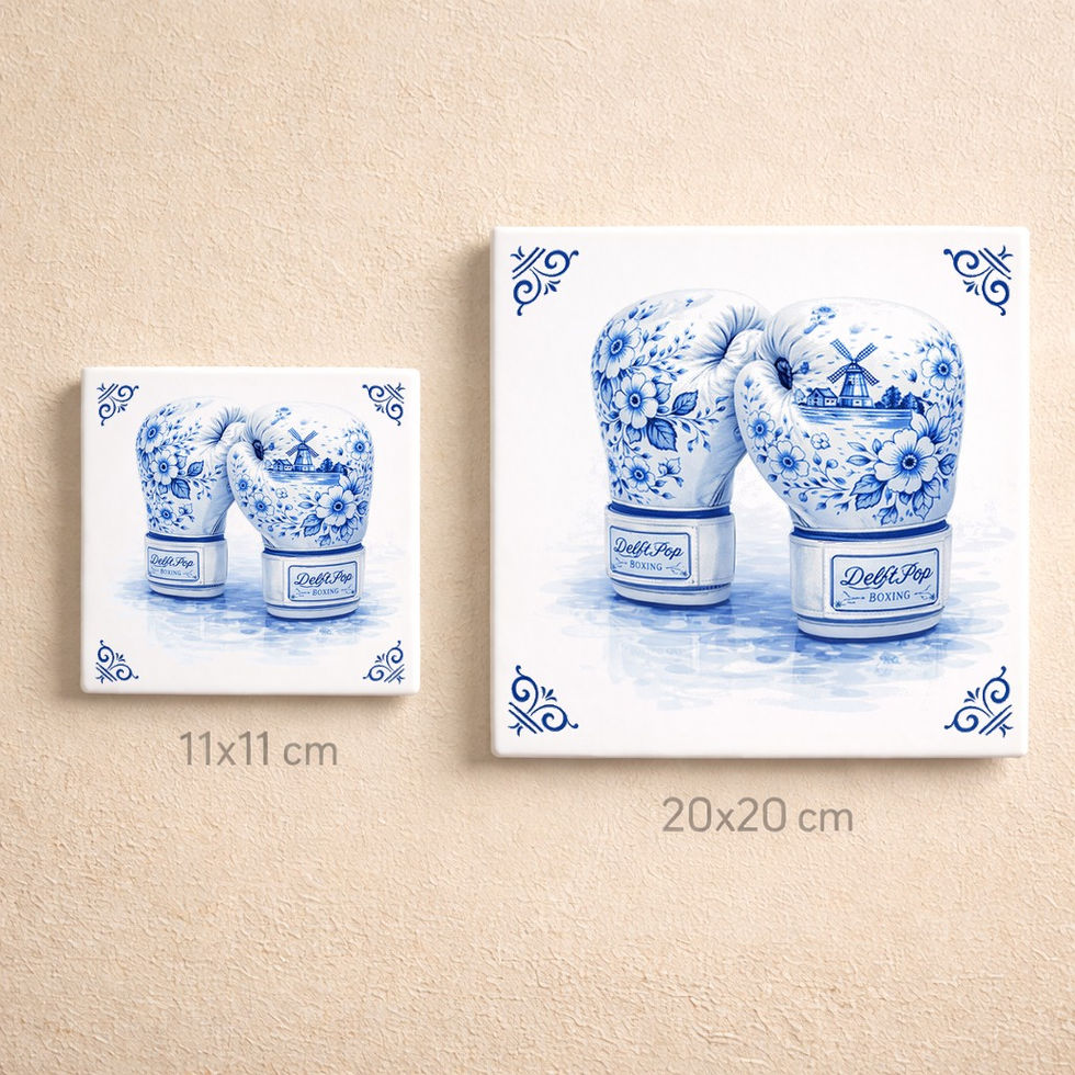 carreau decoratif gants de boxe style bleu delft gants boxe ceramique decoration murale