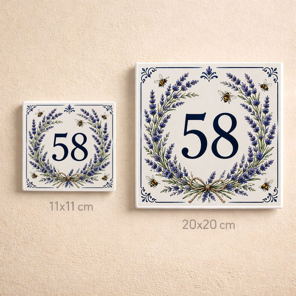 Numéro de maison décoratif personnalisé sur céramique – Lavande et abeilles