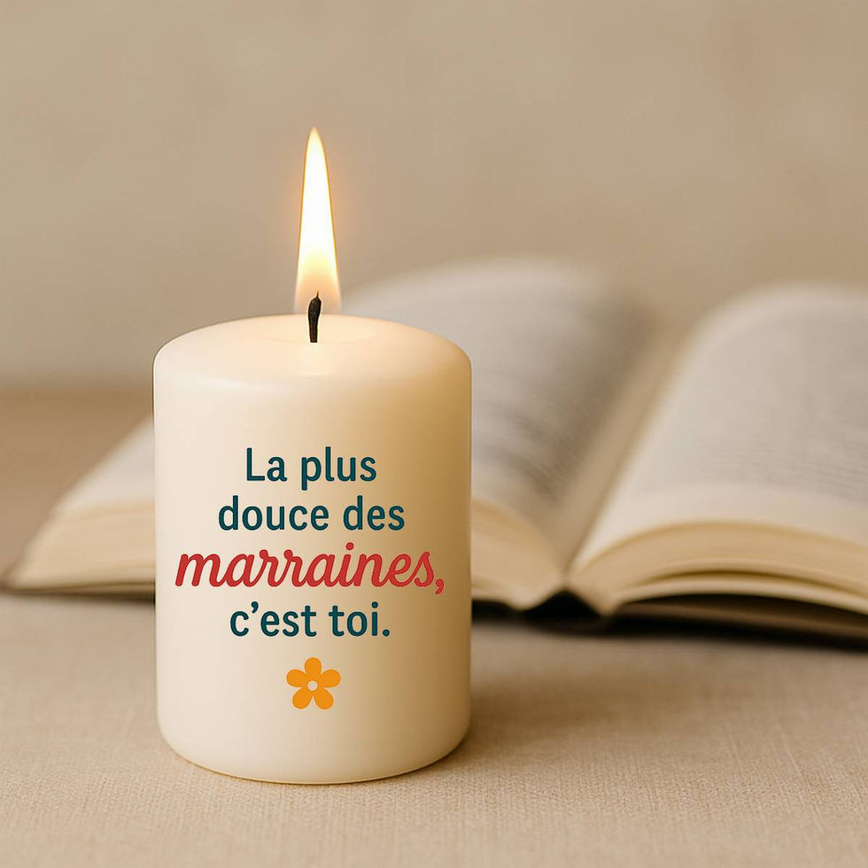 Bougie personnalisée avec message la plus douce des marraines c'est toi
