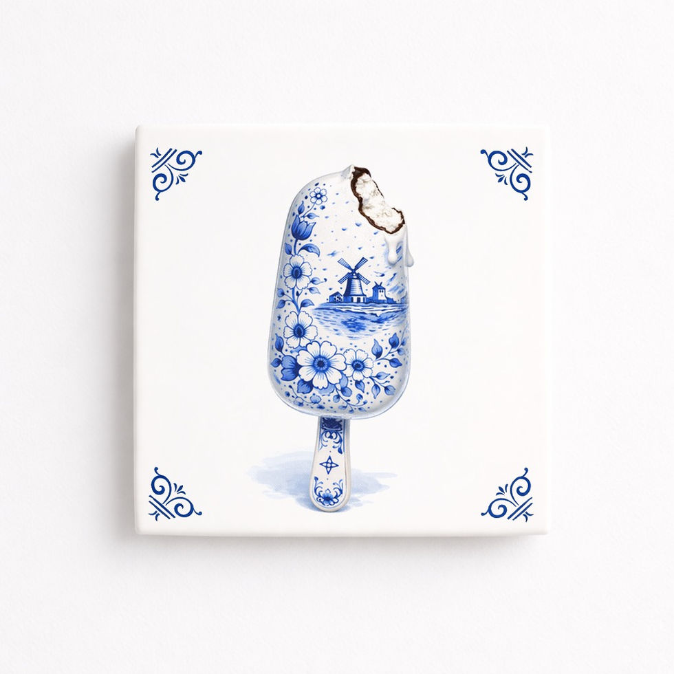 carreau decoratif glace style bleu delft batonnet glace ceramique decoration murale