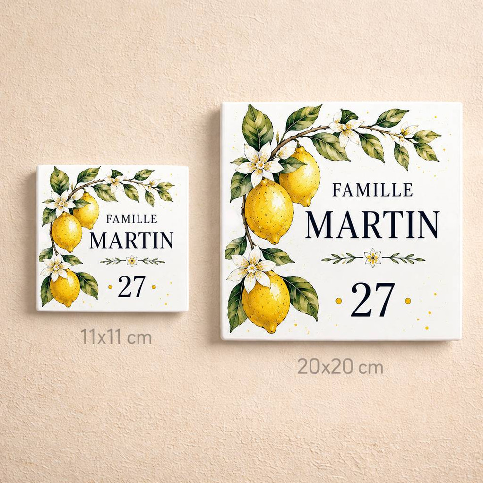 Numéro de maison personnalisé sur céramique – Style Citron