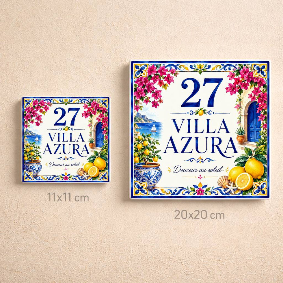 Numéro de maison personnalisé sur céramique – Villa et citron