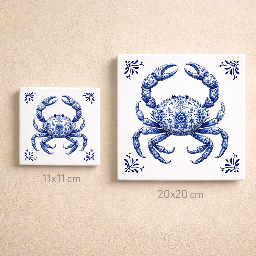 Carreau décoratif crabe bleu style Delft – décoration murale marine