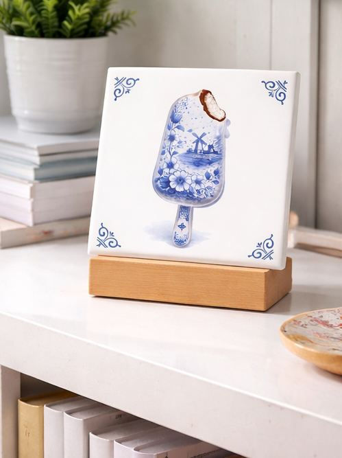 carreau decoratif glace style bleu delft batonnet glace ceramique decoration murale