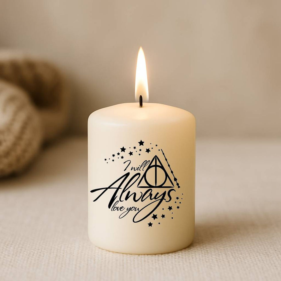 Bougie personnalisée avec message Harry Potter