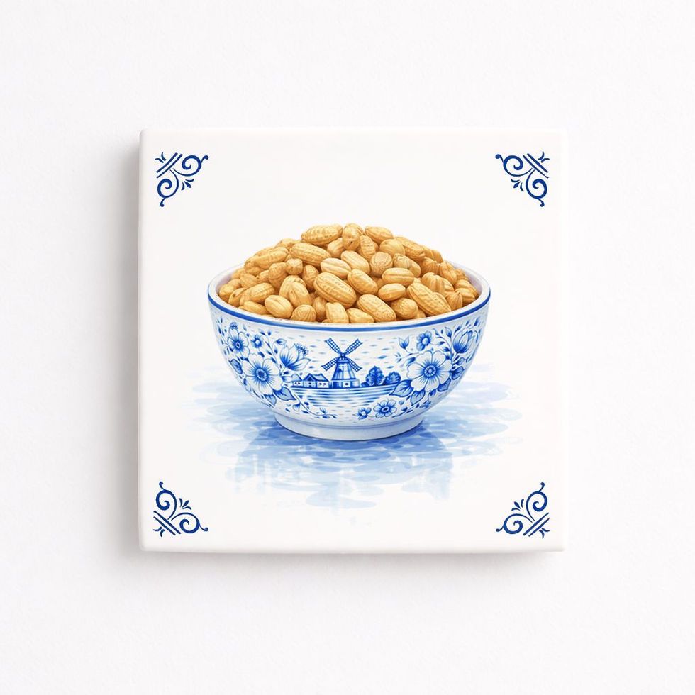 carreau decoratif cacahuetes style bleu delft bol cacahuetes ceramique decoration murale