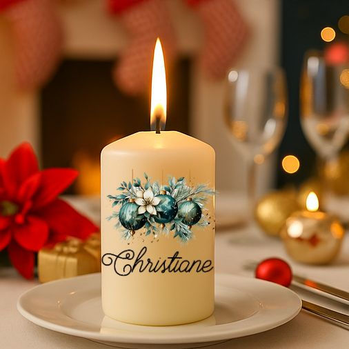 Bougie personnalisée de Noël 🎄 | Cadeau unique avec prénom ou message