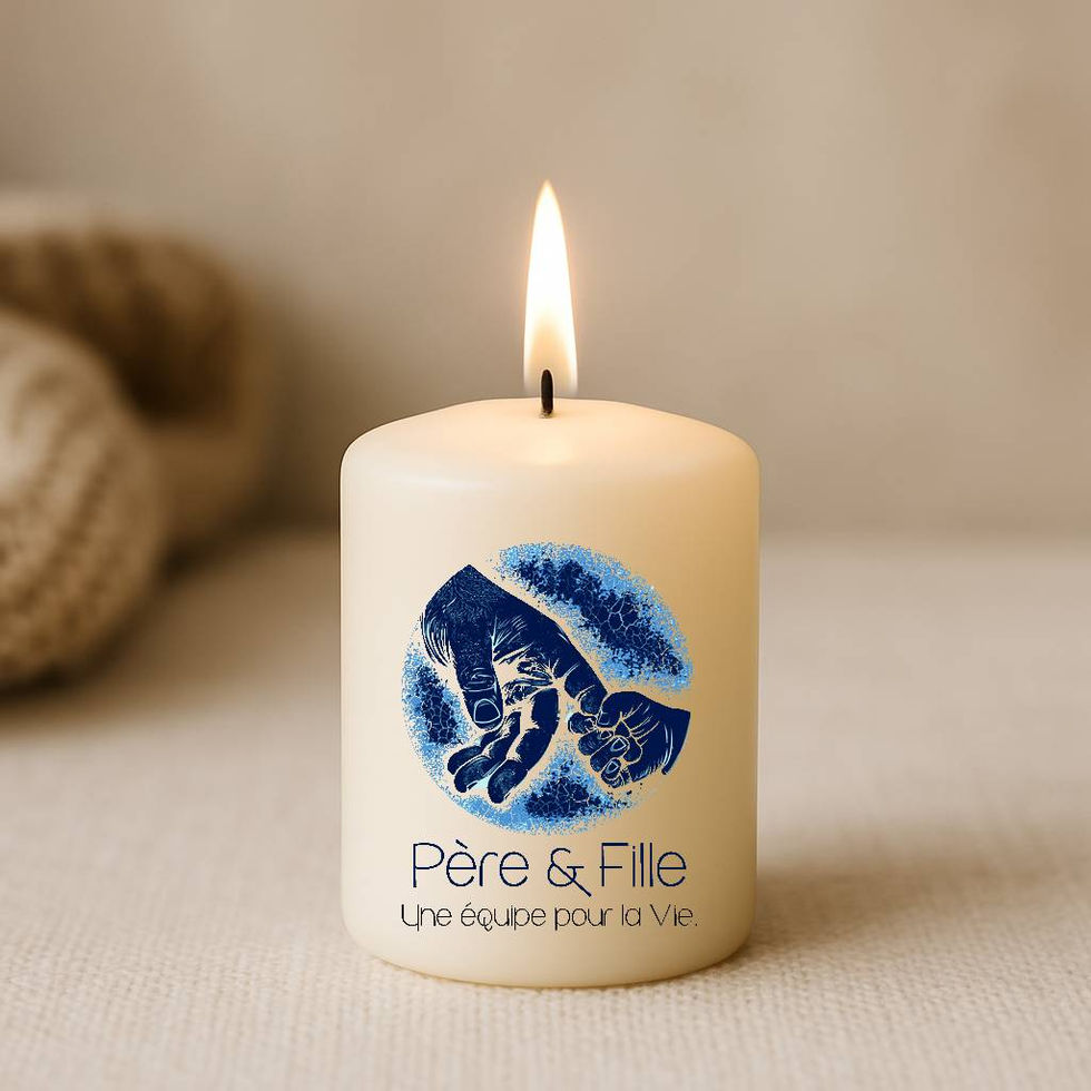 Bougie personnalisée avec message père et fille équipe pour la vie