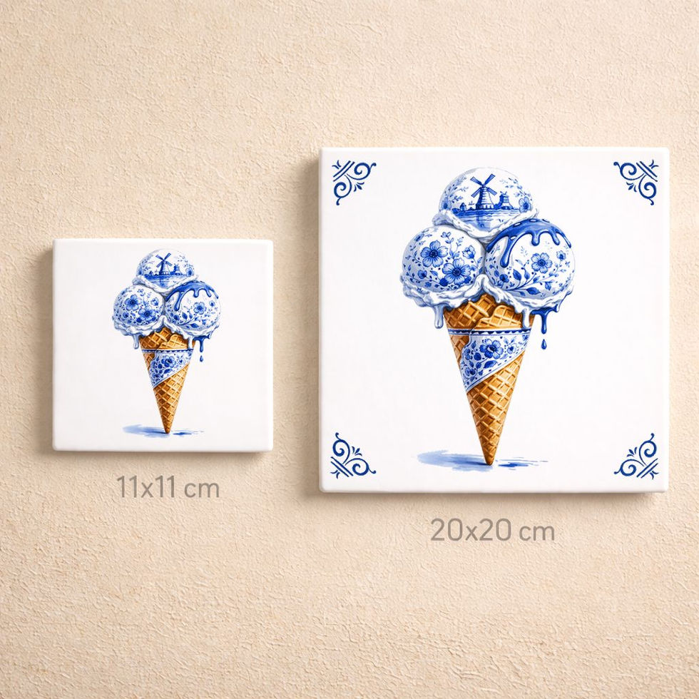 carreau decoratif glace style bleu delft cornet glace decoration murale ceramique