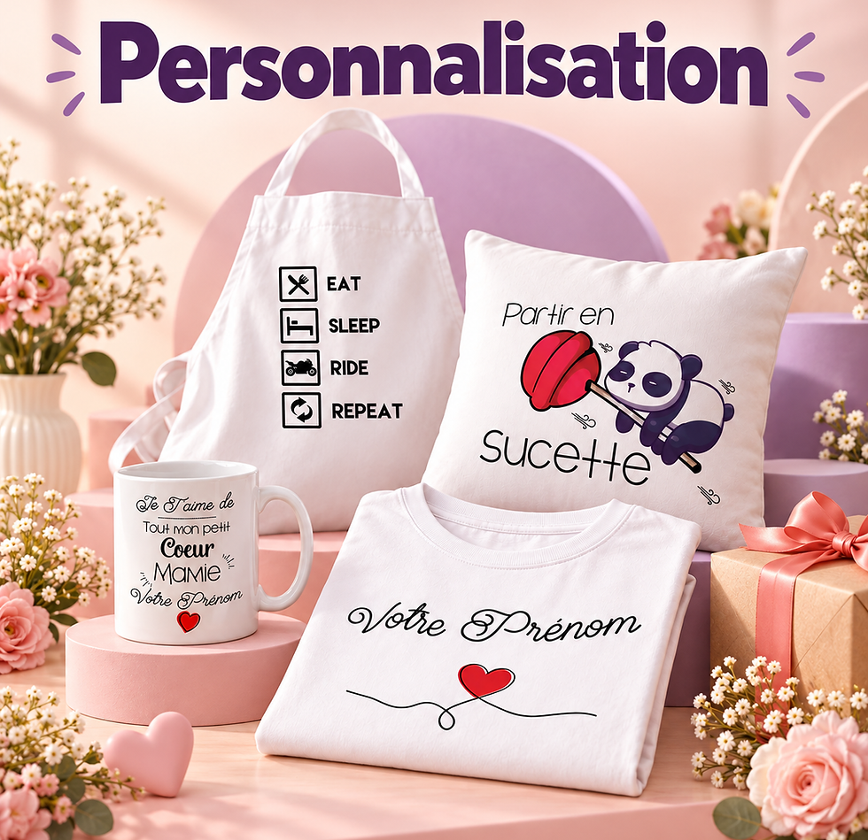 Cadeaux personnalisés HelloCoque : mug, T-shirt, tablier et coussin imprimés en France