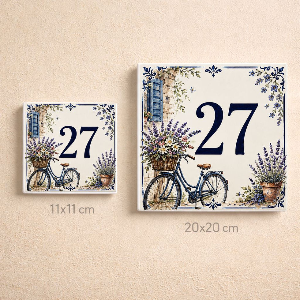 Numéro de maison décoratif personnalisé sur céramique – vélo et lavande