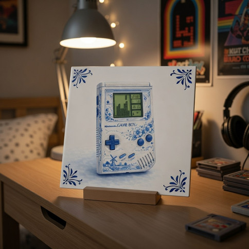 Carreau décoratif console portable rétro style bleu Delft en céramique 11x11 et 20x20 cm