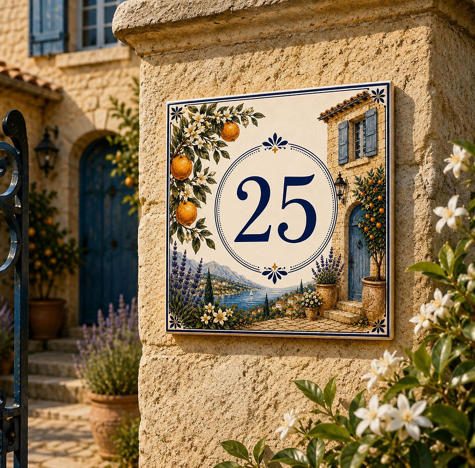 Numéro de maison décoratif personnalisé sur céramique – Orangerie