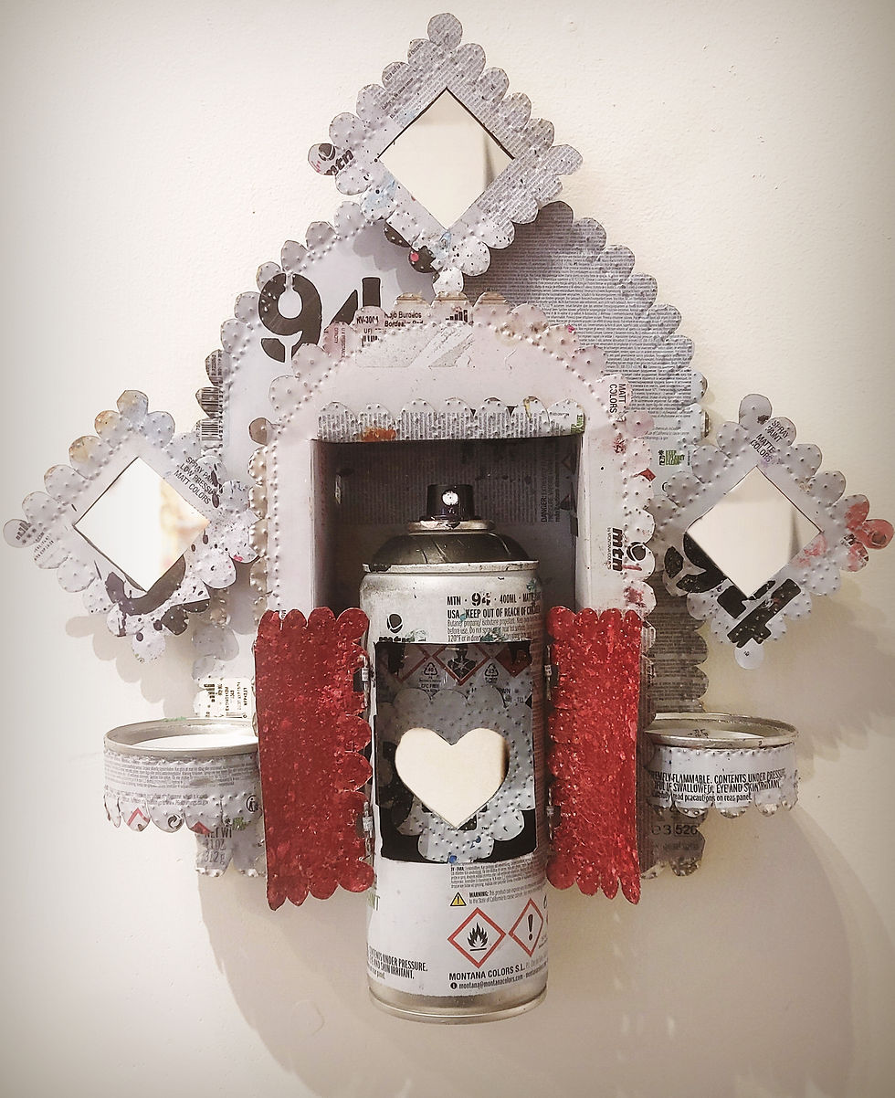 'Double Layer Altar' (white + red 94 cans)