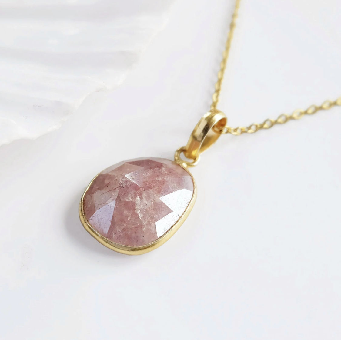 Augusta Peach Moonstone Necklace