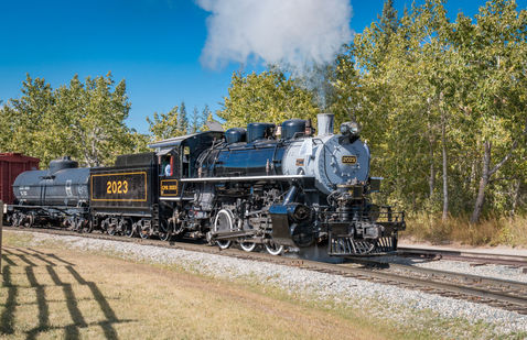 Riding the train at Heritage Park in Calgary, Alberta