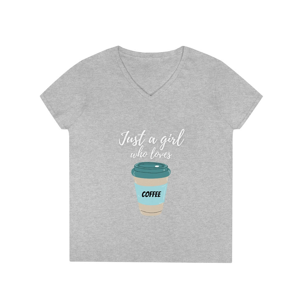 Thumbnail: "Just a girl who loves coffee" - Ladies' V-Neck T-Shirt
