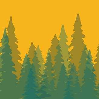 Green trees on yellow background