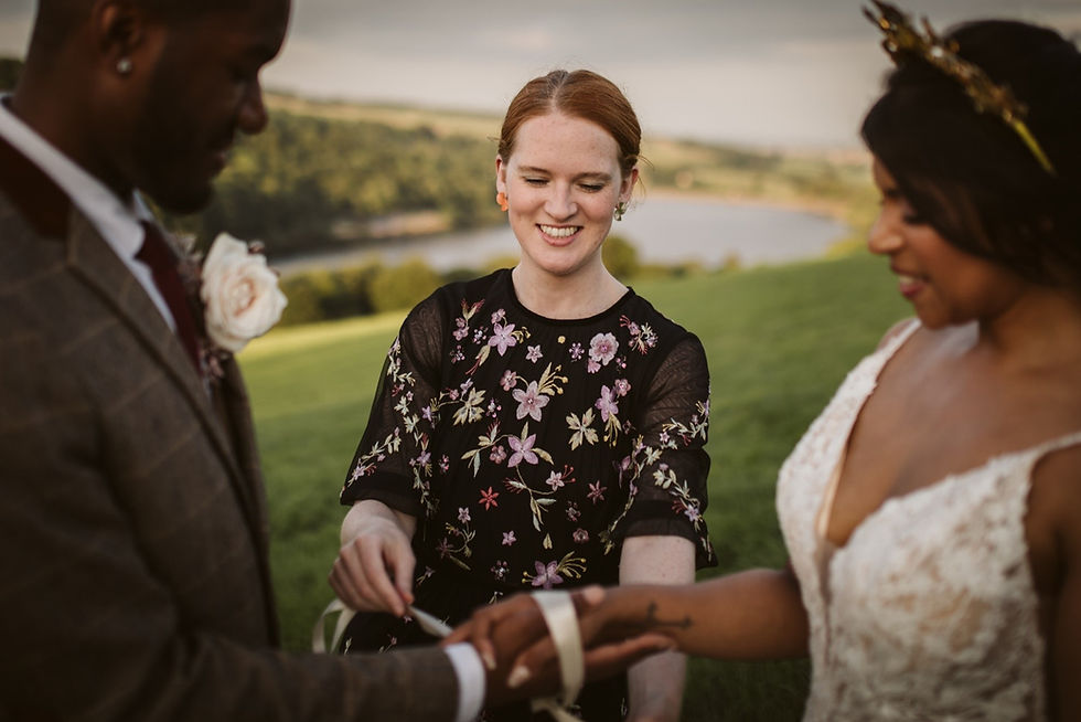 Celebrant wedding - Meg Senior with a couple in the Peak District