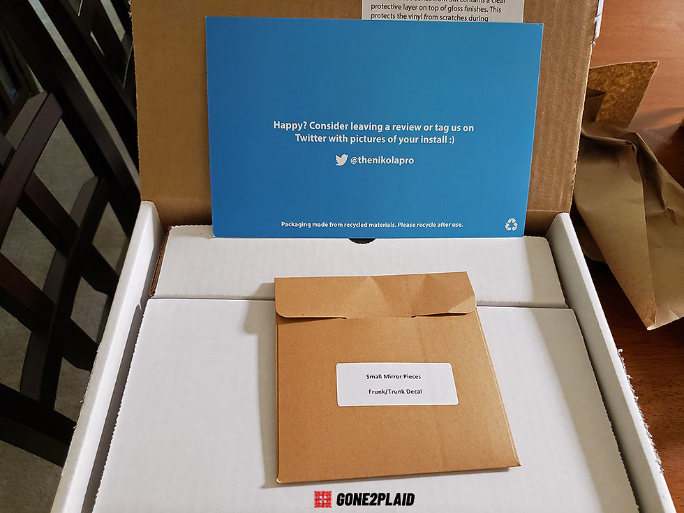 Tesla Model S chrome blackout / chrome delete kit from Nikola Pro for a custom red 2016 Tesla Model S P90D / P90DL with Ludicrous Mode. Unboxing, first box contents.