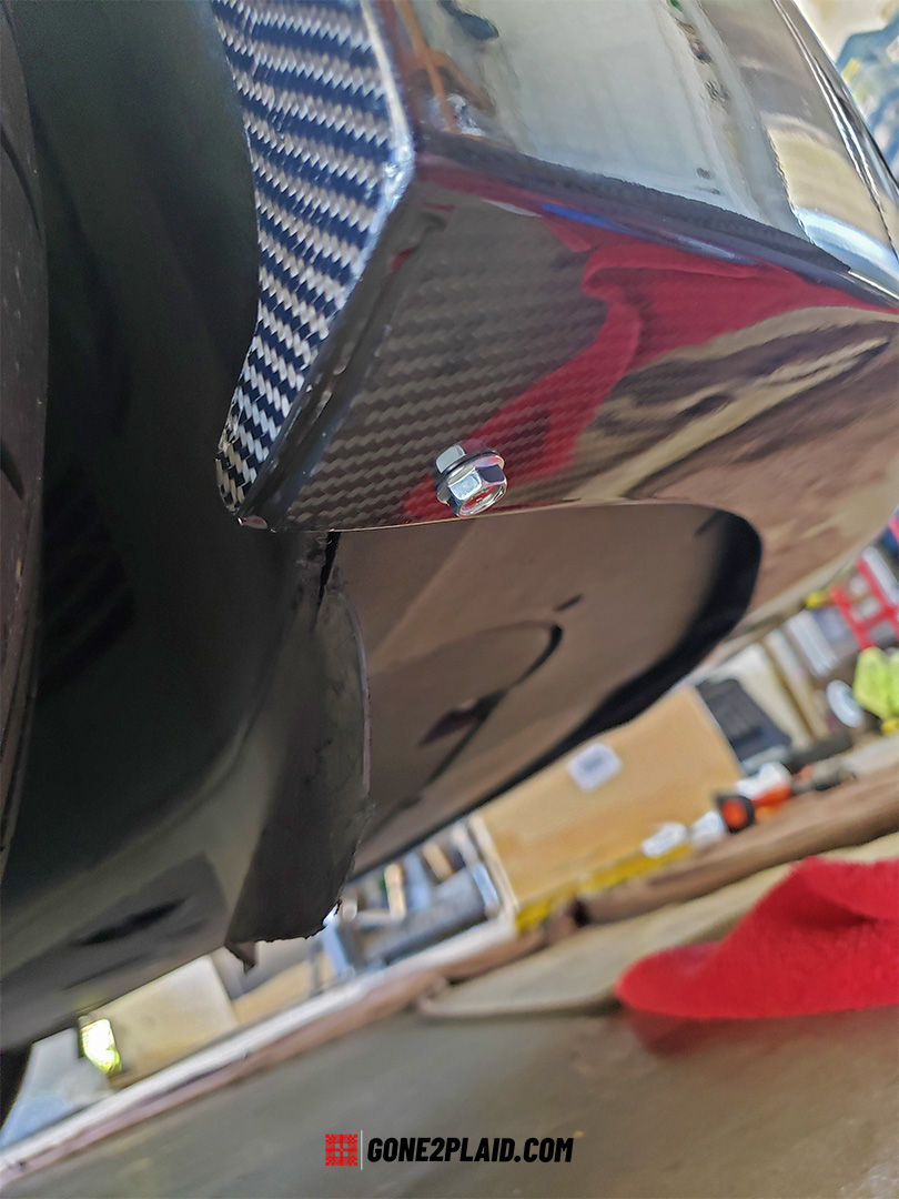 2016 Tesla Model S Customized Red, mocking up the front splitter, measuring and adjusting.