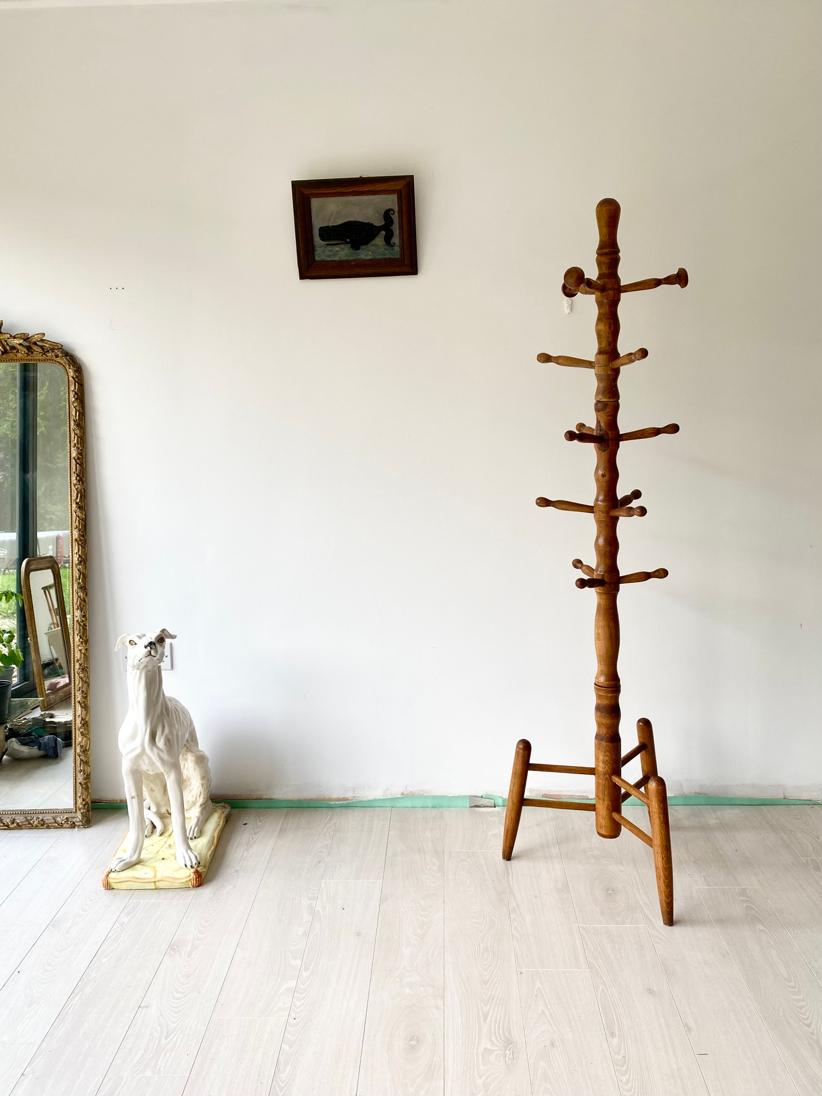 SOLD Vintage French Oak Coat Hat Stand
