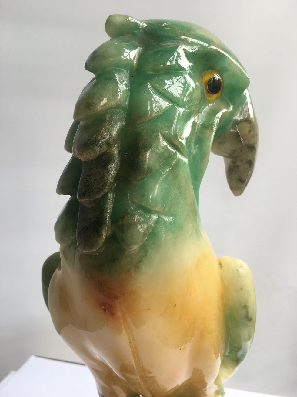 Thumbnail: French Art Deco carved alabaster parrot sculpture