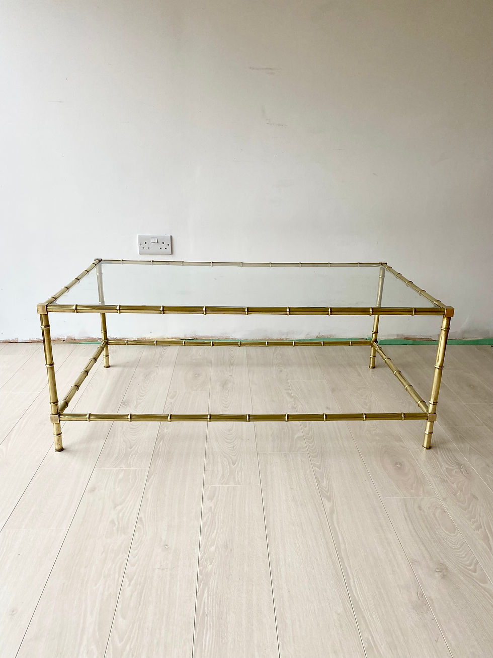 Thumbnail: Vintage French Faux Bamboo Brass Coffee Table ref 6650