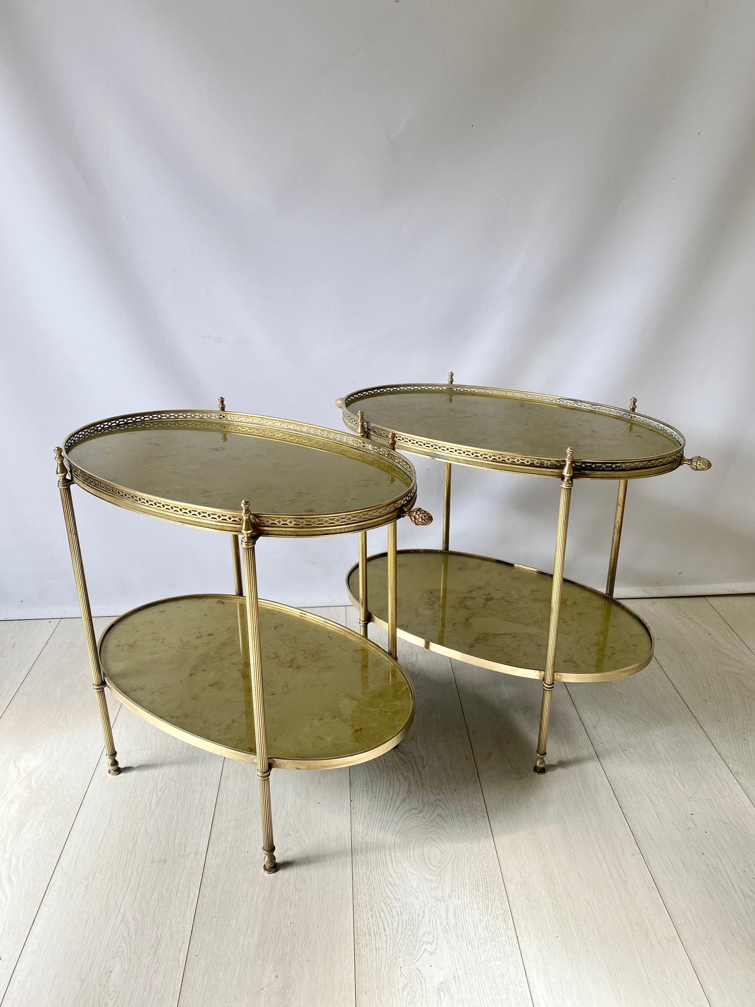 SOLD Pair of vintage French brass side tables