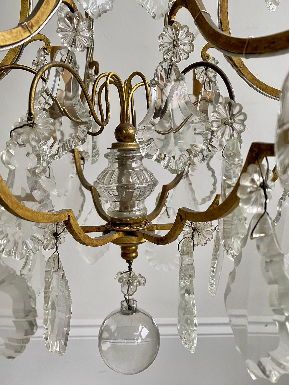 Thumbnail: SOLD Antique French Gilded Birdcage Chandelier