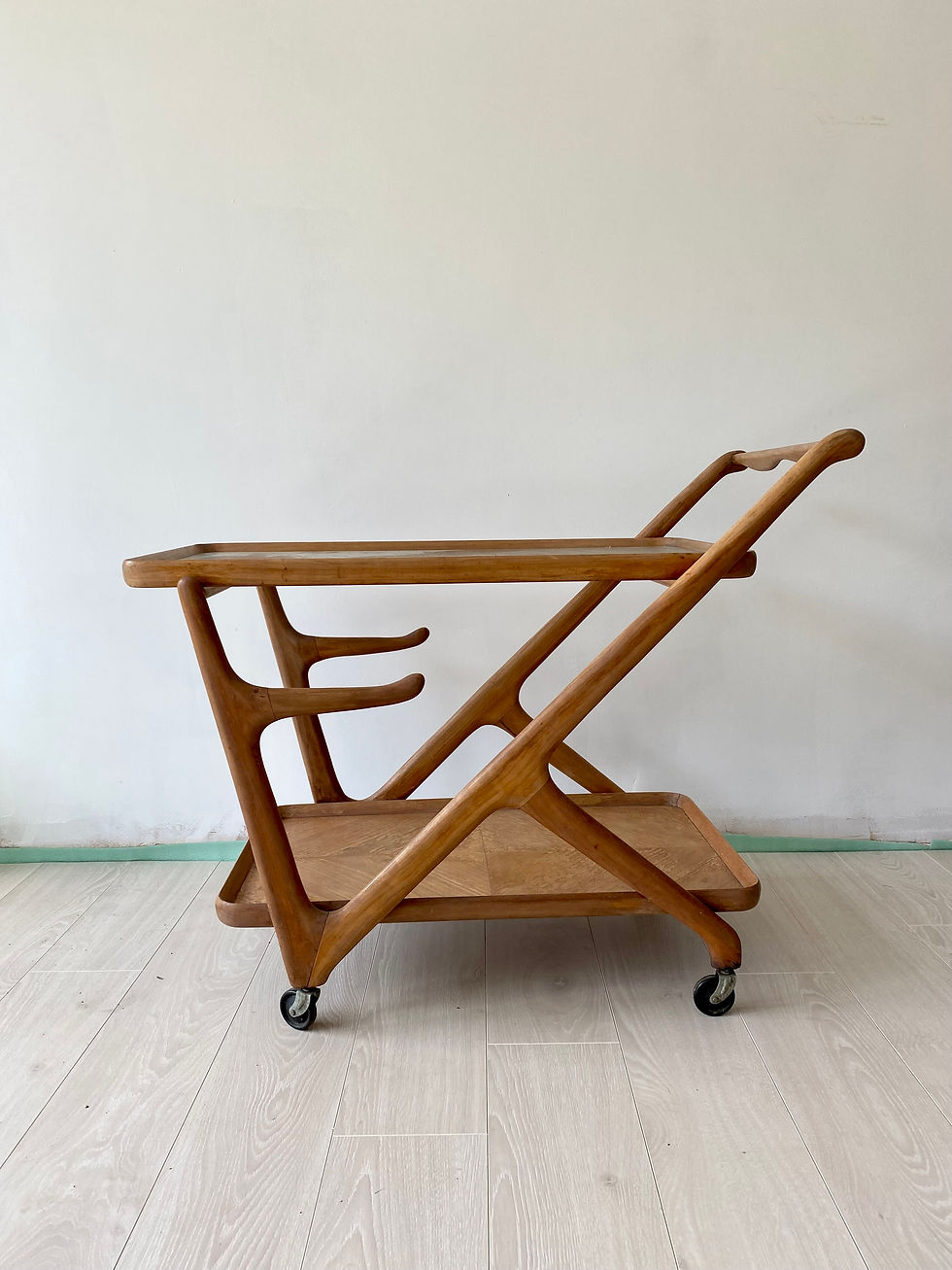 Thumbnail: SOLD Mid century Italian Bar Cart trolley, Cesare Lacca