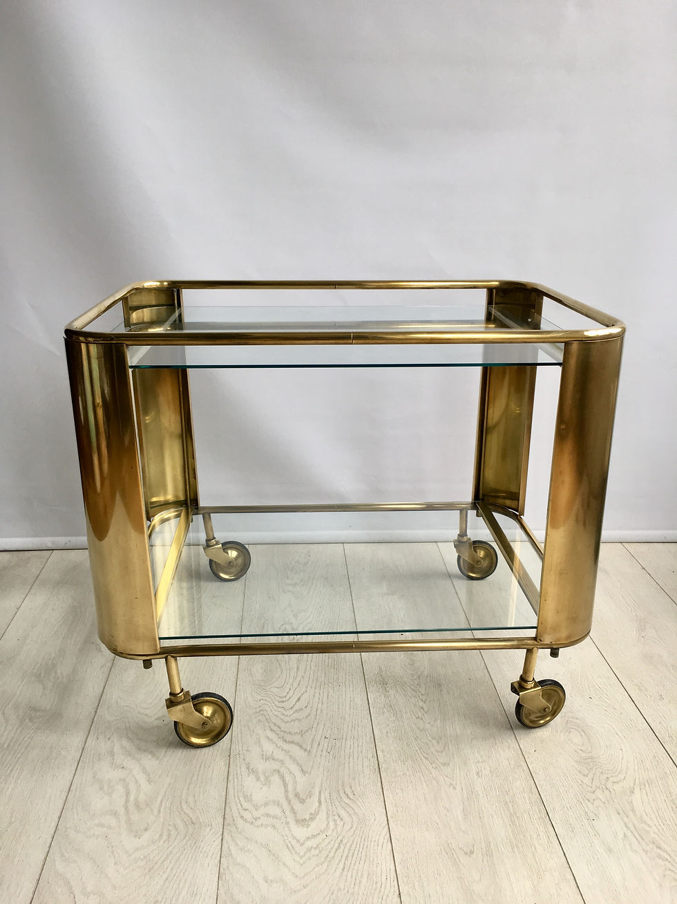 Thumbnail: SOLD Bauhaus art deco brass drinks trolley