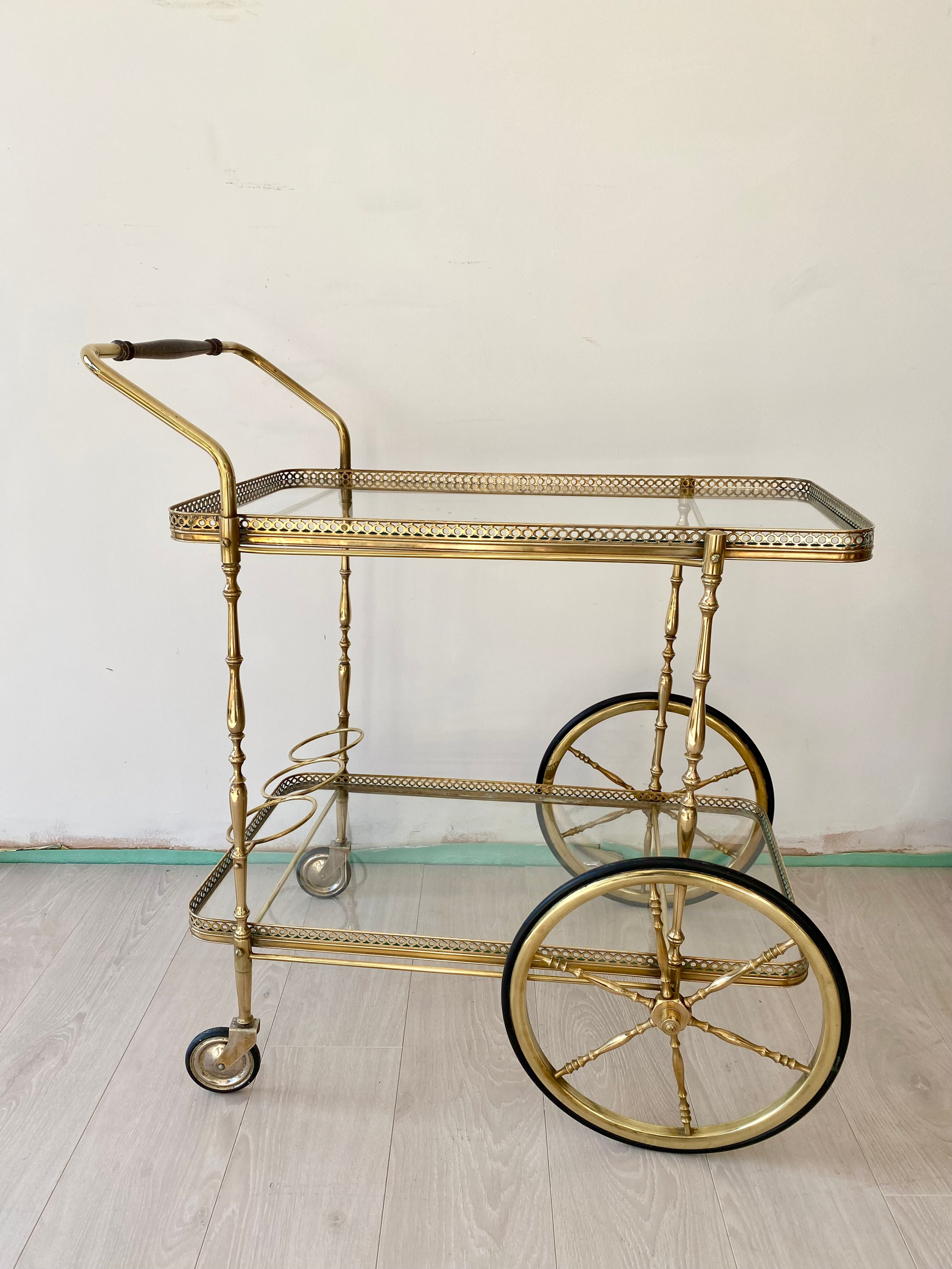 SOLD Vintage French Brass Drinks Trolley ref 7350