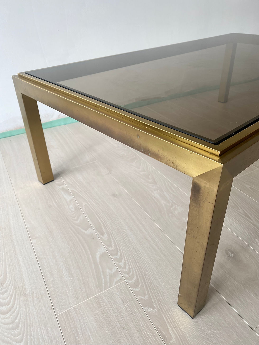 Thumbnail: SOLD Vintage French brass and glass coffee table (2622)