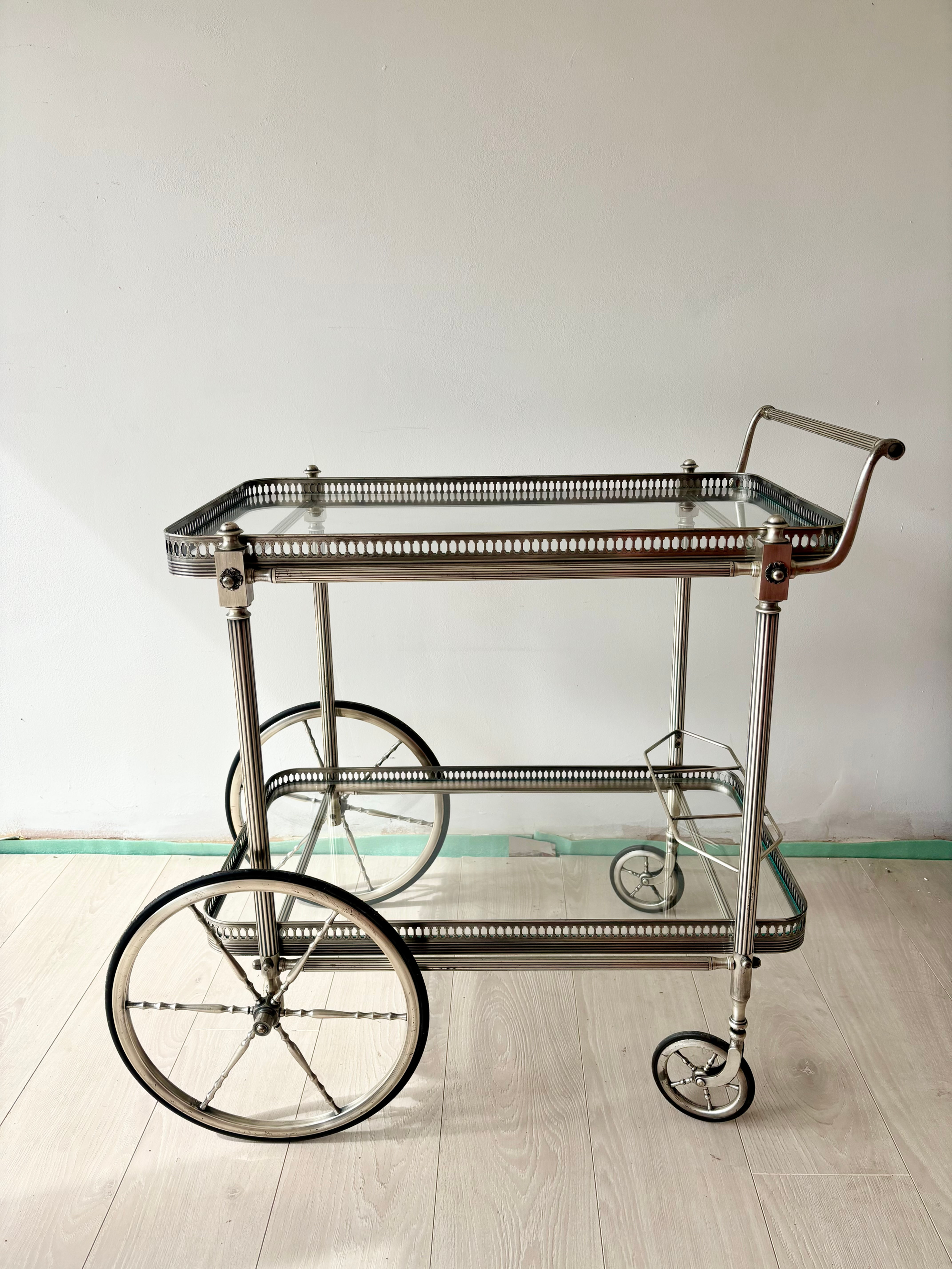 Vintage French Silver Drinks Trolley ref 6680
