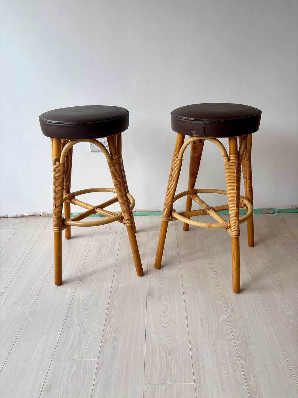 Thumbnail: Pair Of Vintage Angraves Bamboo Stools (ref 8875)