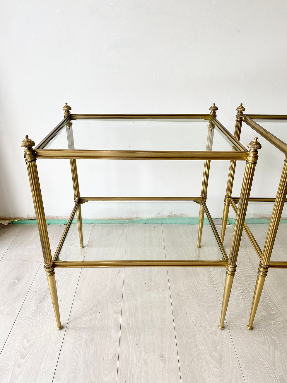 Thumbnail: SOLD Pair Of Vintage French Brass Side Tables ref7250