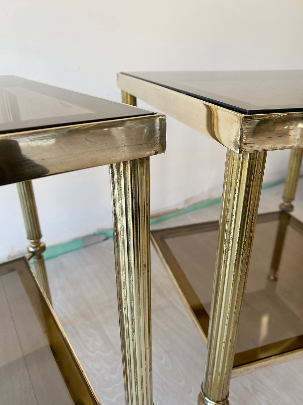 Thumbnail: SOLD Pair Of Vintage Brass Side Tables ref 4480